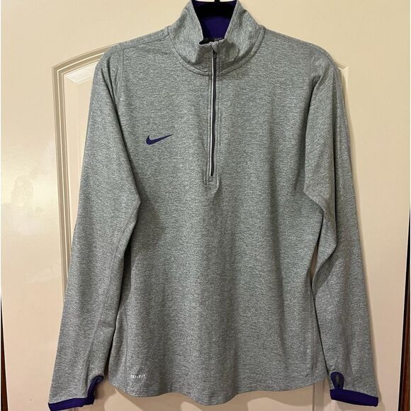 NIKE Dri-Fit Long Sleeve 1/4 Zip Pullover Gray Purple Women’s Size Large - Picture 1 of 8